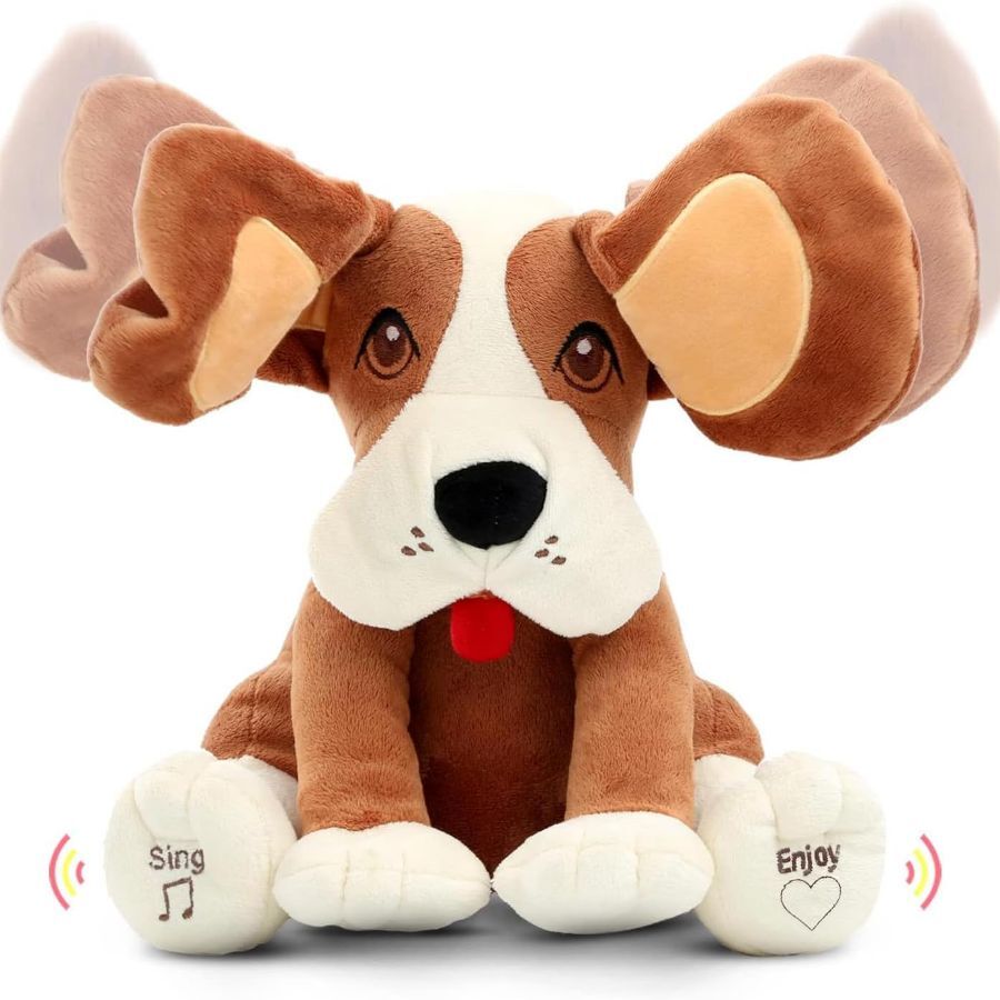 Animated Plush Peek A Boo Singing Dog with Floppy Ears,  with Ears