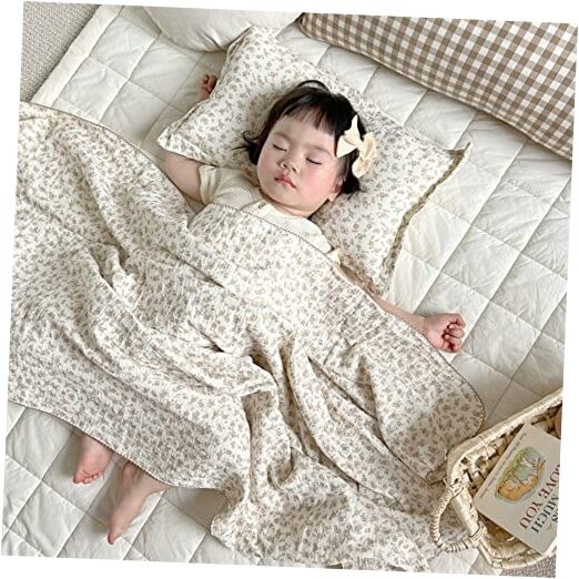 4 Layer 100% Cotton Muslin Toddler Blanket 47x51 Camellia Design