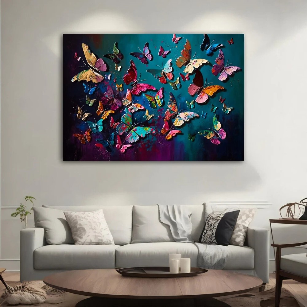 Colorful Butterfly Oil Painting Animal Unframed Canvas Print Australian Wall Art