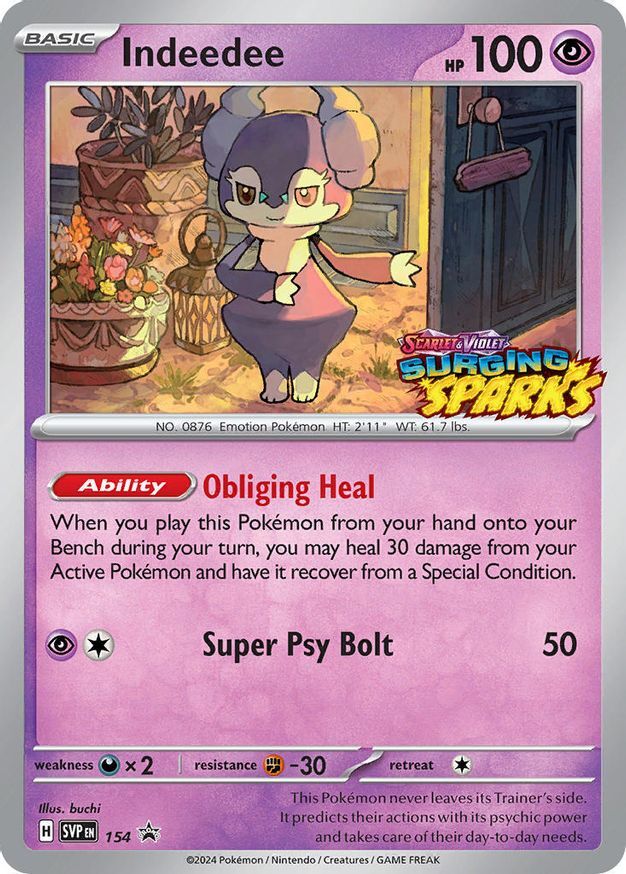 Pokemon Indeedee 154/228 SV Black Star Holo Promo Scarlett & Violet NM Condition