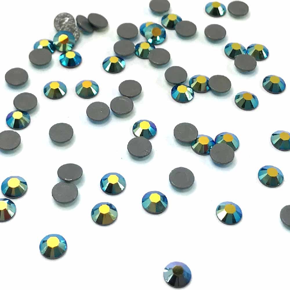 144 Swarovski 5mm SS20 Jet AB Hotfix Flatback Crystals On Clearance  -image