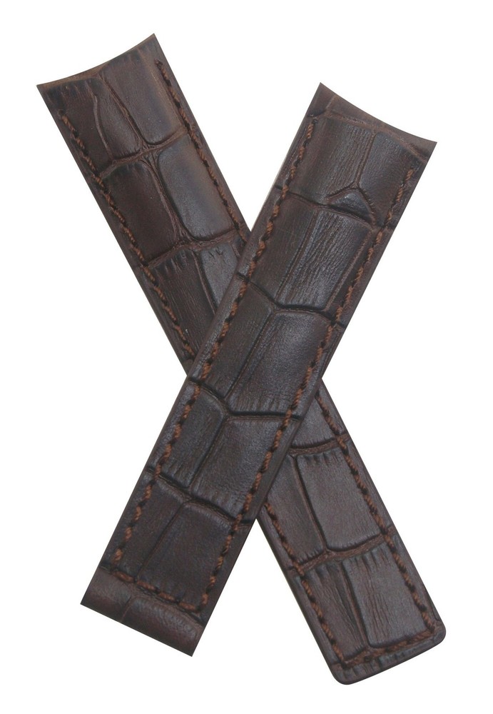 Dark Brown Crocodile Leather Strap for TAG Heuer Grand Carrera Watch