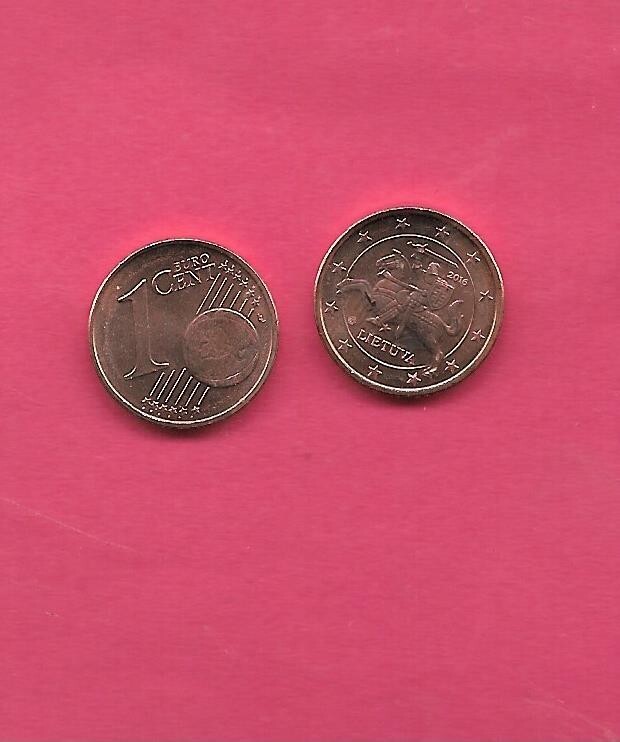 LITHUANIA KM205 2016 UNCIRCULATED-UNC MINT-BU MODERN 1 EURO CENT COIN