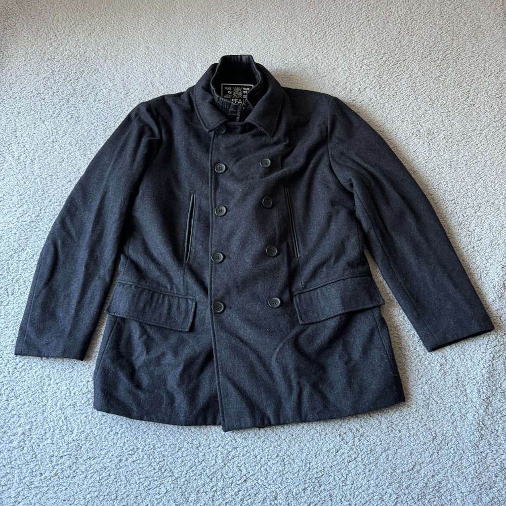 Buffalo David Bitton Mens Medium Gray Wool Blend Insulated Overcoat