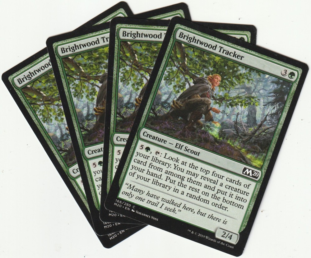 4x MTG Brightwood Tracker Green Creature Card - Magic the Gathering Playset