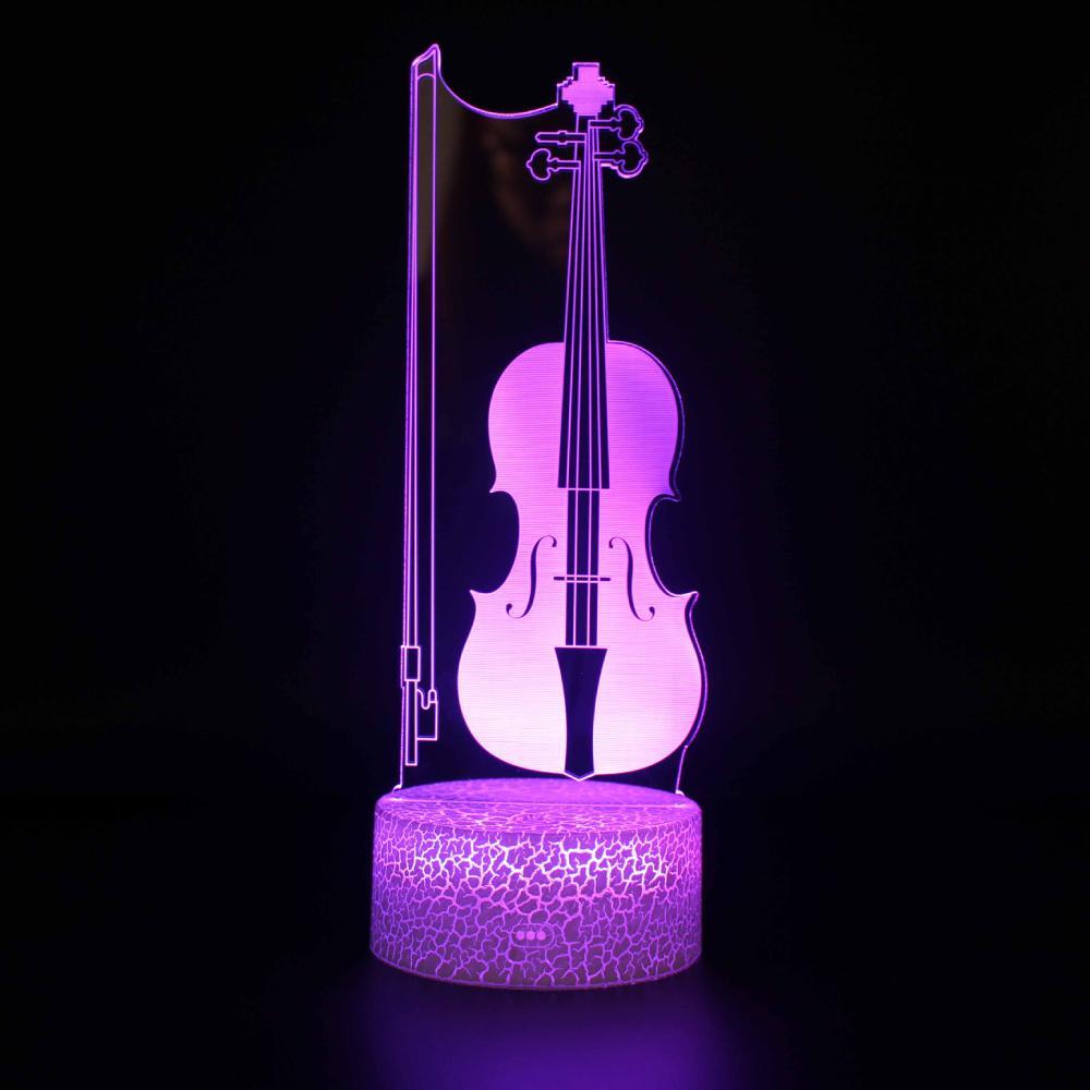 3D LED Violin Touch Lamp Multicolor USB Table Light Modern Decor