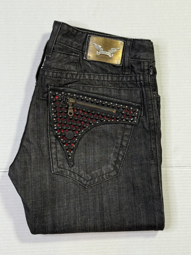 New Men’s Robin’s Jean Size 40 Style #BD5651BLK MOTOR STUDS & SWAROVSKI CRYSTALS
