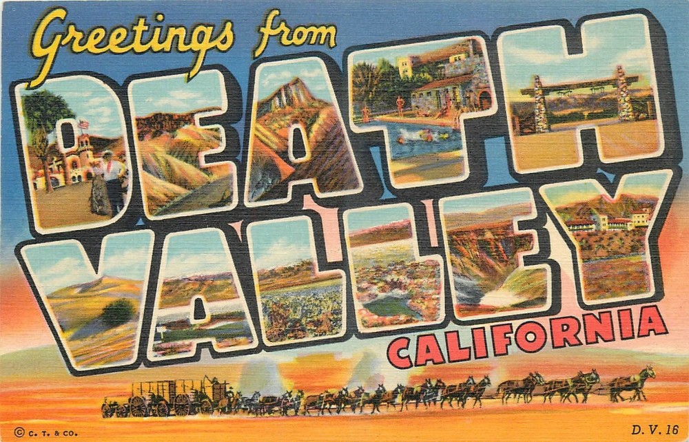 1940s Death Valley California large letters multi View Teich Postcard 25-6386