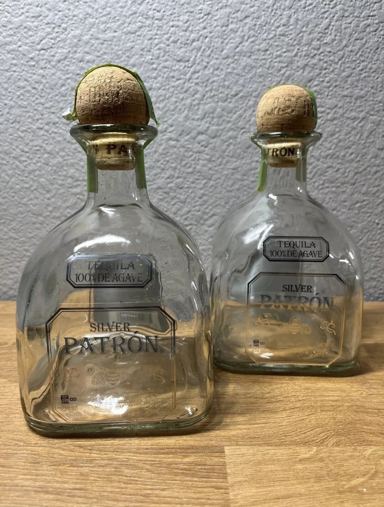 Patron Tequila Bottles W/cork 750ml (Empty) We Have 100 Units