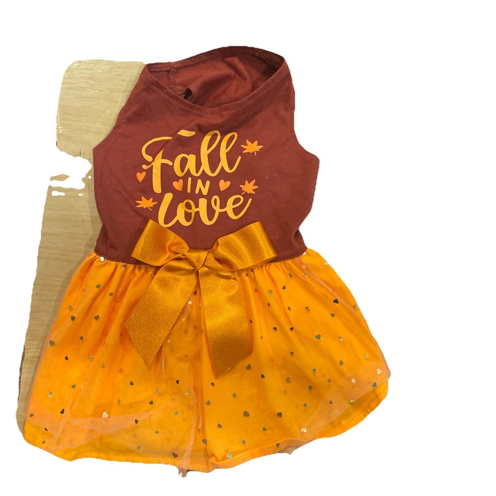 Dog Thanksgiving Outfit Funny Puppy Dog Dress with Bow for Small Medium