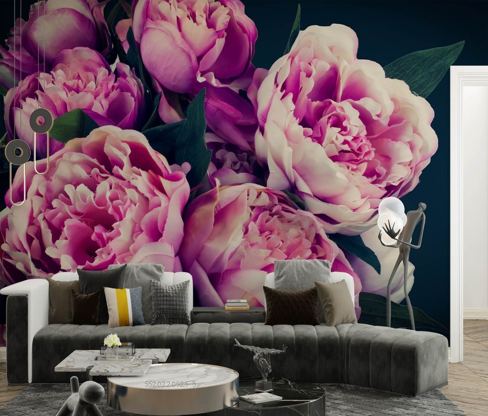 3D Pink Flower Plant Wall Murals Wallpaper Murals Wall Sticker