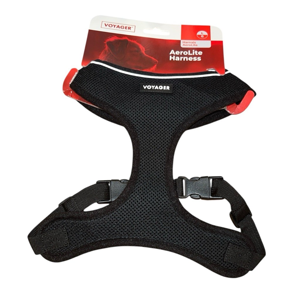 Voyager Aerolite No-Pull Dog Harness Size Large Reflective Adjustable Black New