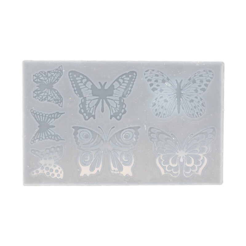 Silicone Jewelry Mold 7-Cavity Butterfly Pendant Earring Resin Casting