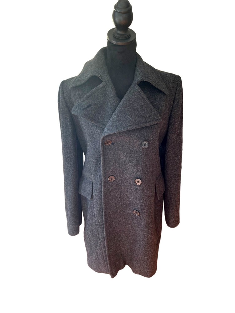 Women's Vintage Perry Ellis Portfolio  Merino Wool Double Breasted Dress Coat 6