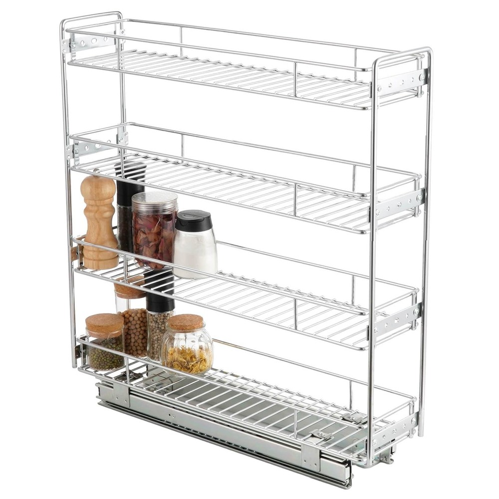 4-Tier Pull Out Kitchen Cabinet Spice Rack Holder Shelves (5