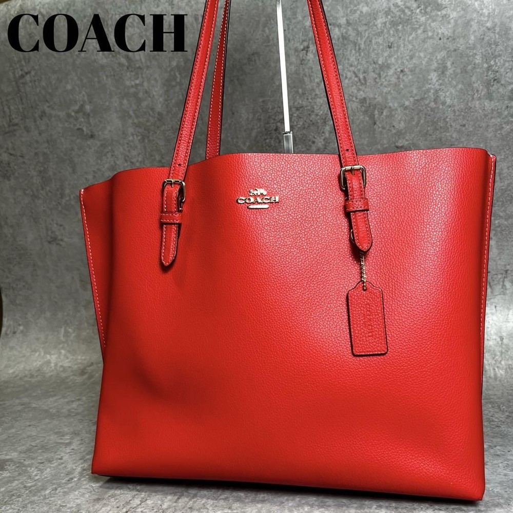 Coach Molly Red Leather A4 Business Tote Shoulder Bag Near Mint