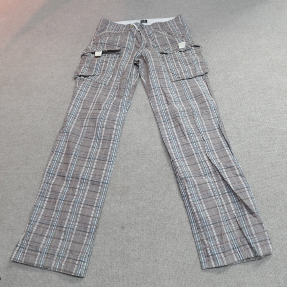 Vintage Energe Pants 32 x 32 Gray Plaid Cargo Y2K