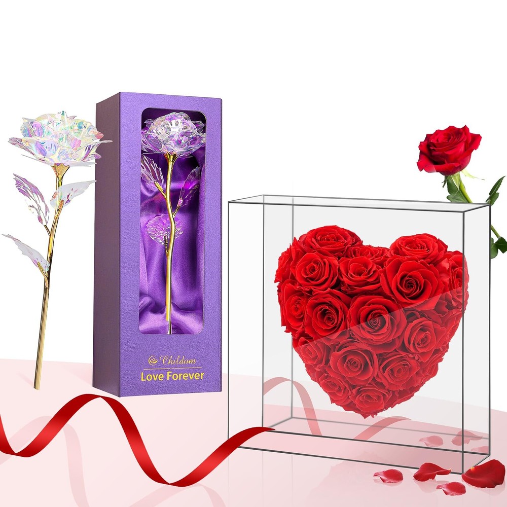 Childom Birthday Gifts for Women,Rainbow Mothers Day Rose Flower Gifts for Mo...