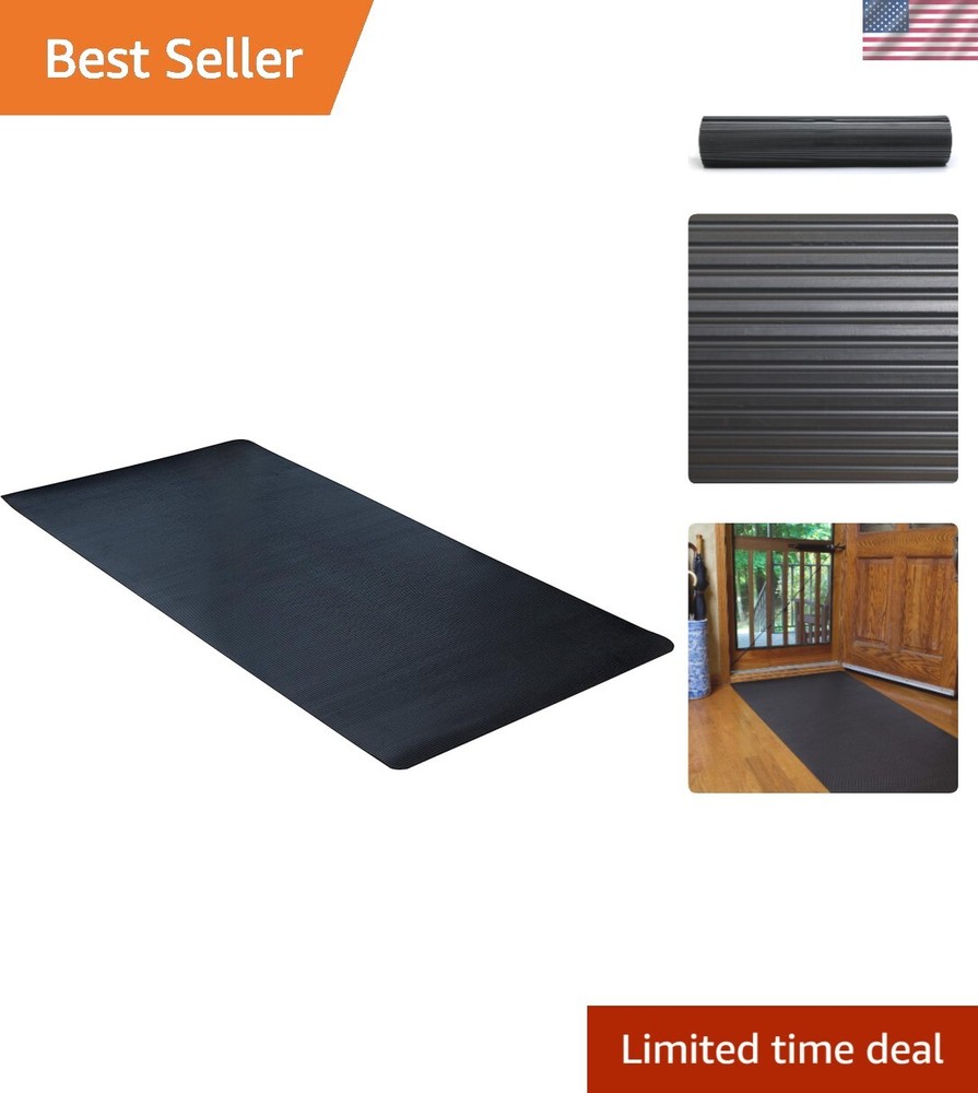 Indoor/Outdoor Rubber Scraper Mat, 36 in. x 20 ft, Black