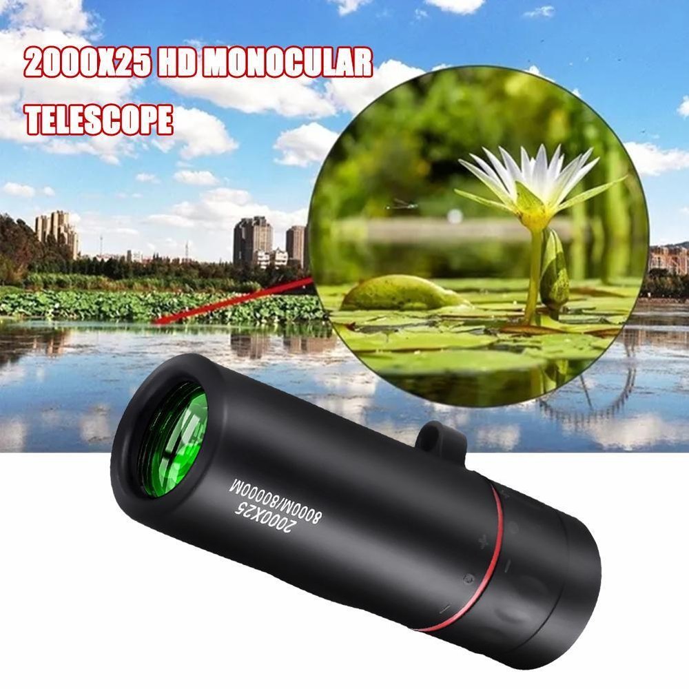8x HD Monocular Telescope Hunting Plastic Black Modern Zoom Lens Mini Camping