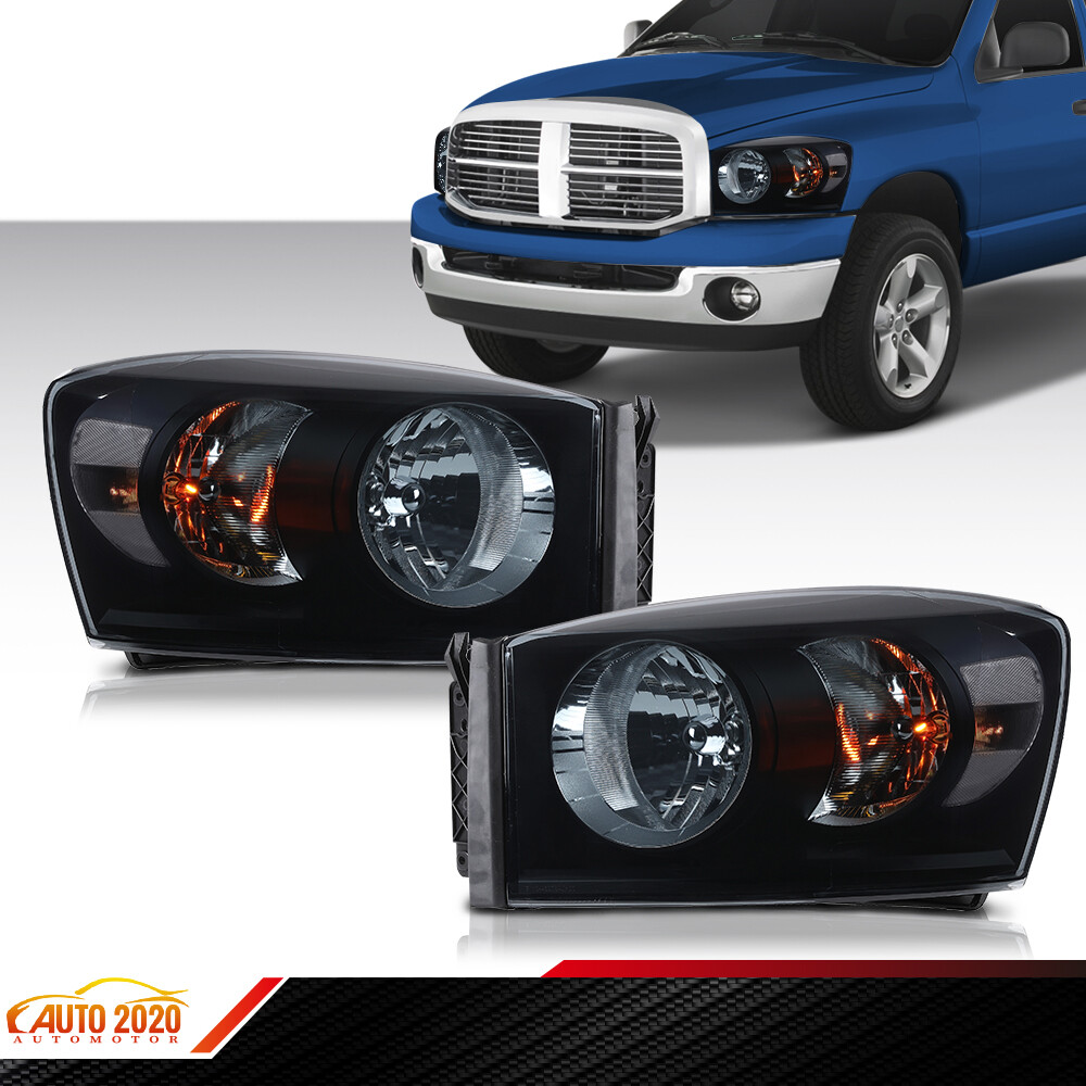 FIT FOR 06-09 DODGE RAM 1500 2500 3500 SMOKE LENS BLACK HOUSING HEADLIGHT
