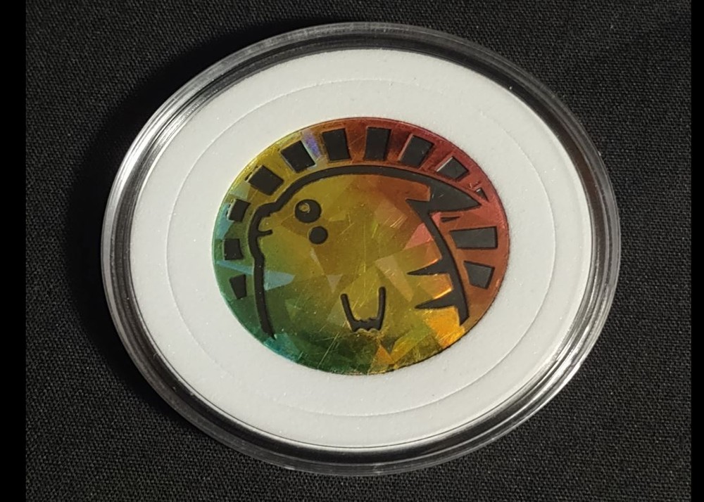 2013 Pokemon TCG Promo Pikachu Rainbow Cracked Ice Holo Coin LP English Encased