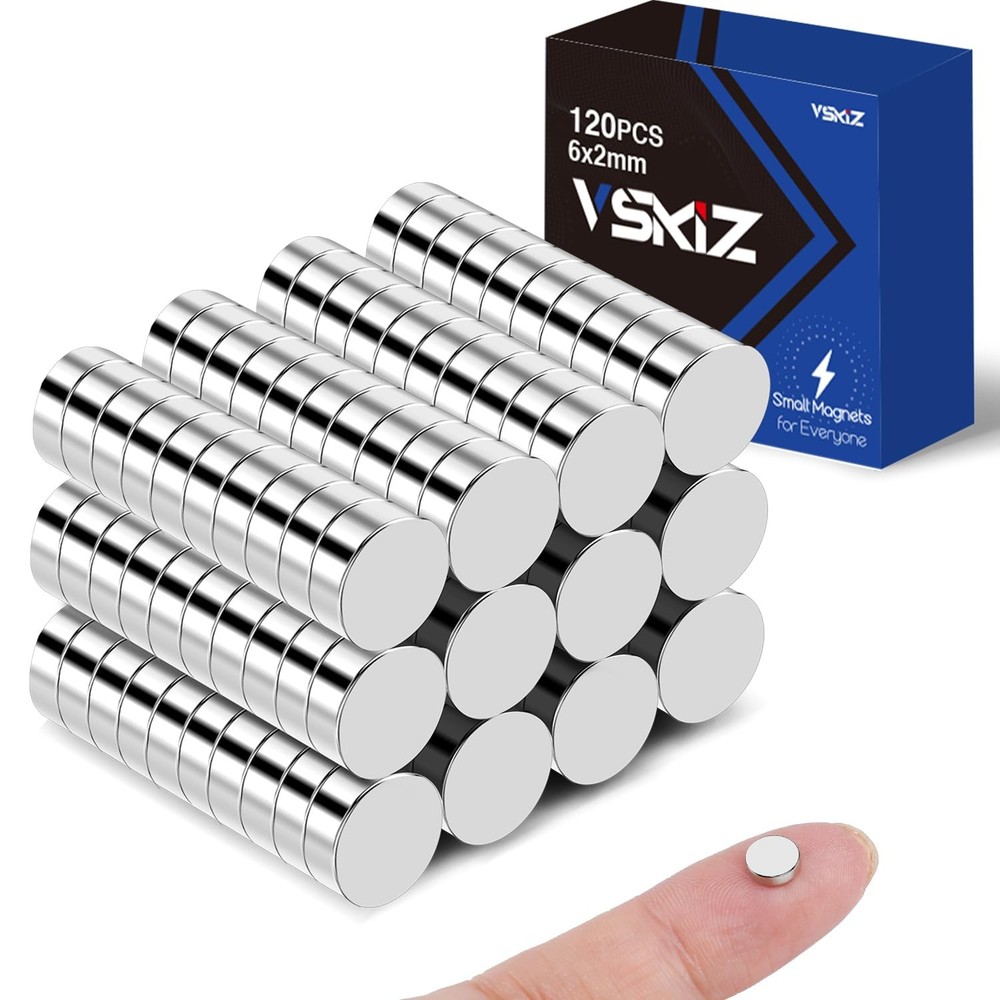 120Pcs Fridge Magnets, 6x2mm Small Refrigerator Magnets Mini 6x2-120p, Silver