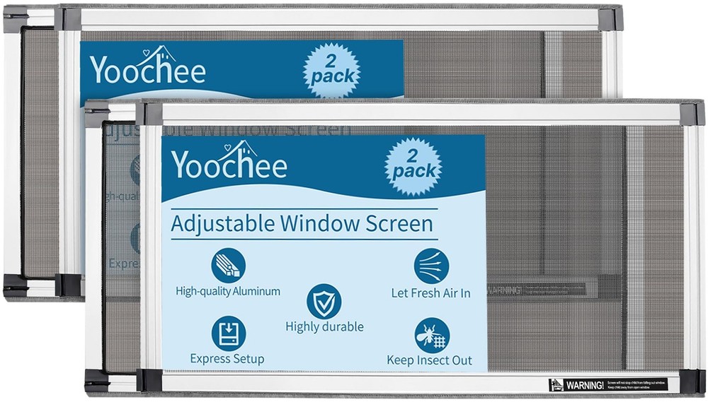 Adjustable Expandable Window Screen 2 Pack Fits 10H x 19-36W Inches