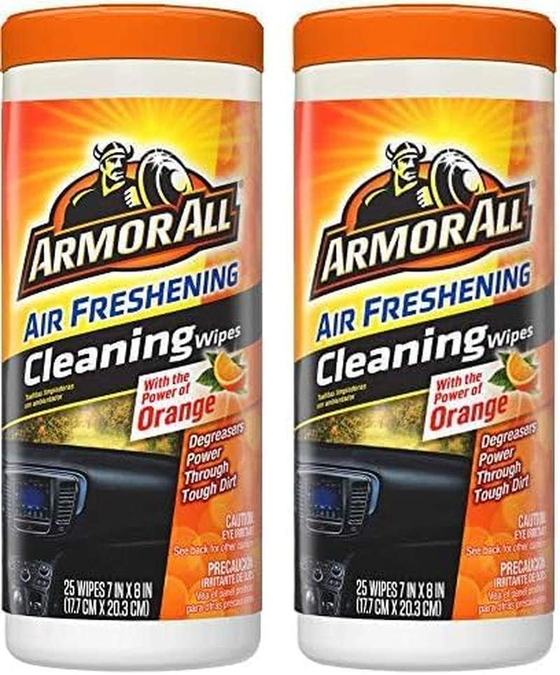Pack of 2 Car Interior Cleaner Wipes with Orange Cleans Dirt and Dust in Cars