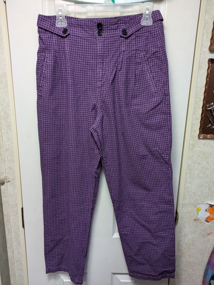 Sundance Gingham Ankle Pants Linen Cotton Size 6 30x27