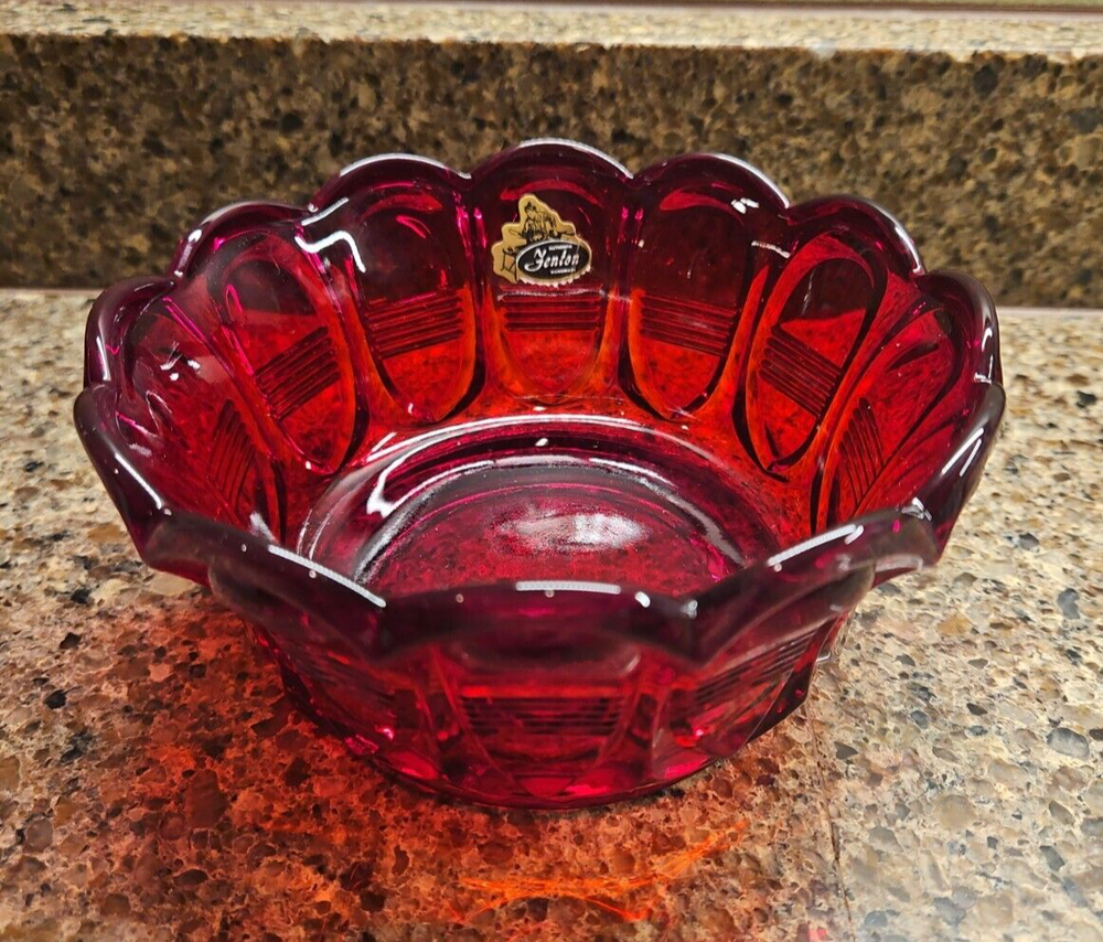 Vintage Fenton Empress Imperial Ruby Red Scalloped Candy Dish