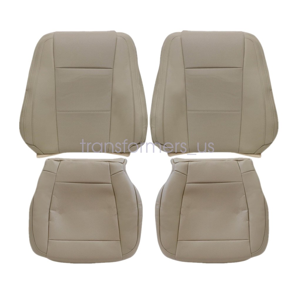 4Pcs For 2015 Ford F150 Lariat Both Side Bottom & Top Perforated Seat Cover Tan