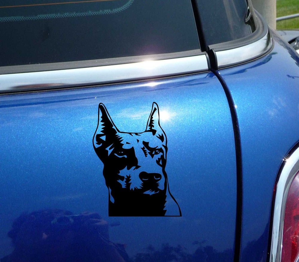 DOBERMAN PINSCHER HEAD PORTRAIT DOG FUNNY DECAL STICKER ART CAR WALL DECOR