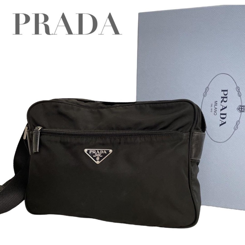 Prada Black Nylon Triangle Logo Camera Crossbody Bag AA Condition