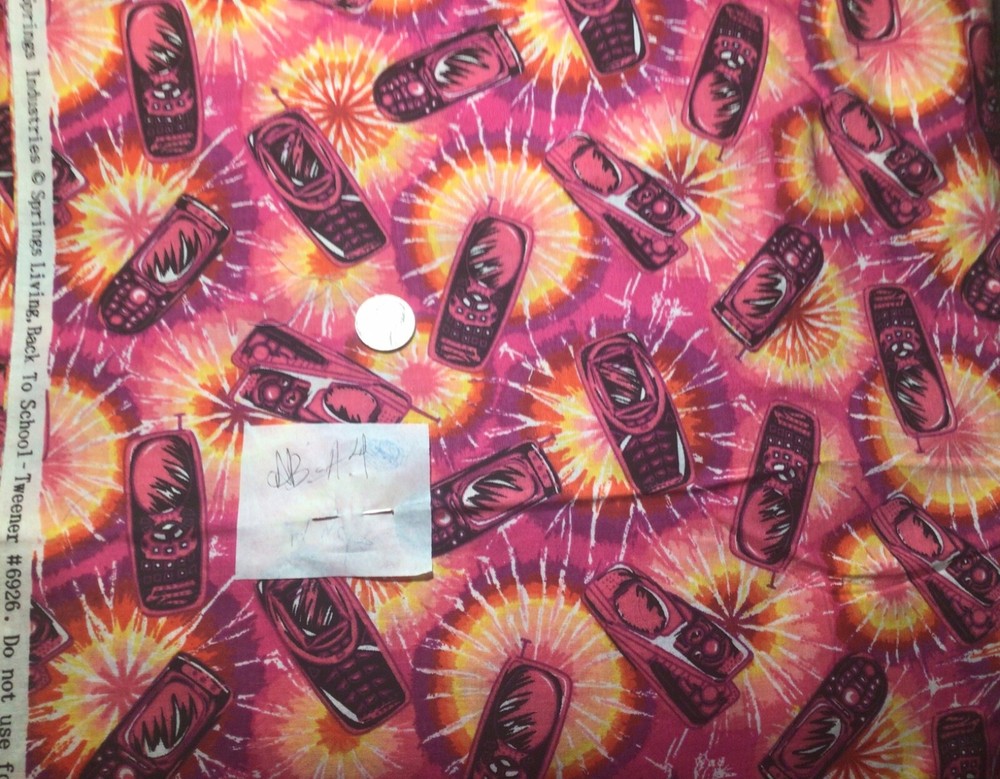 Springs Back to School Tweener Tie Dye Cell Phones Cotton Fabric By the Yard-image