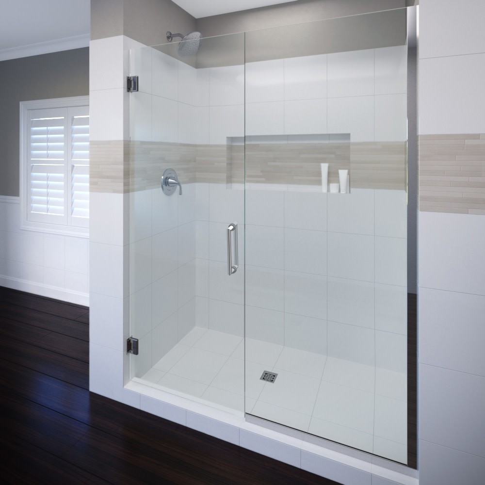 Miseno MSDF5976-SWING 76-Inch Hinged Frameless Shower Door in Nickel Finish