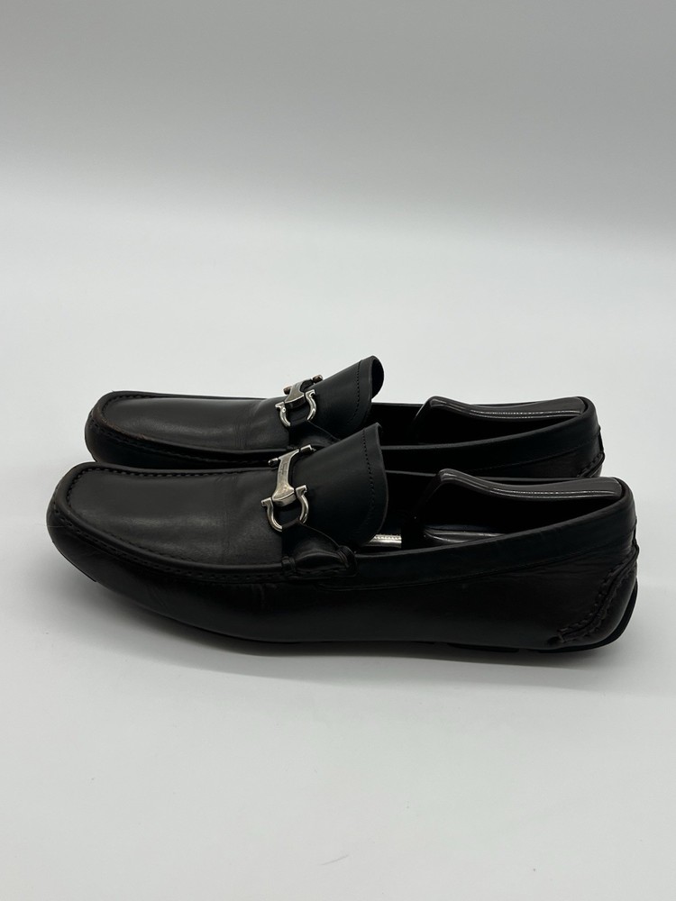 Salvatore Ferragamo Men's Sz 9.5D Brown Leather Driver Gancini Horsebit Loafers.