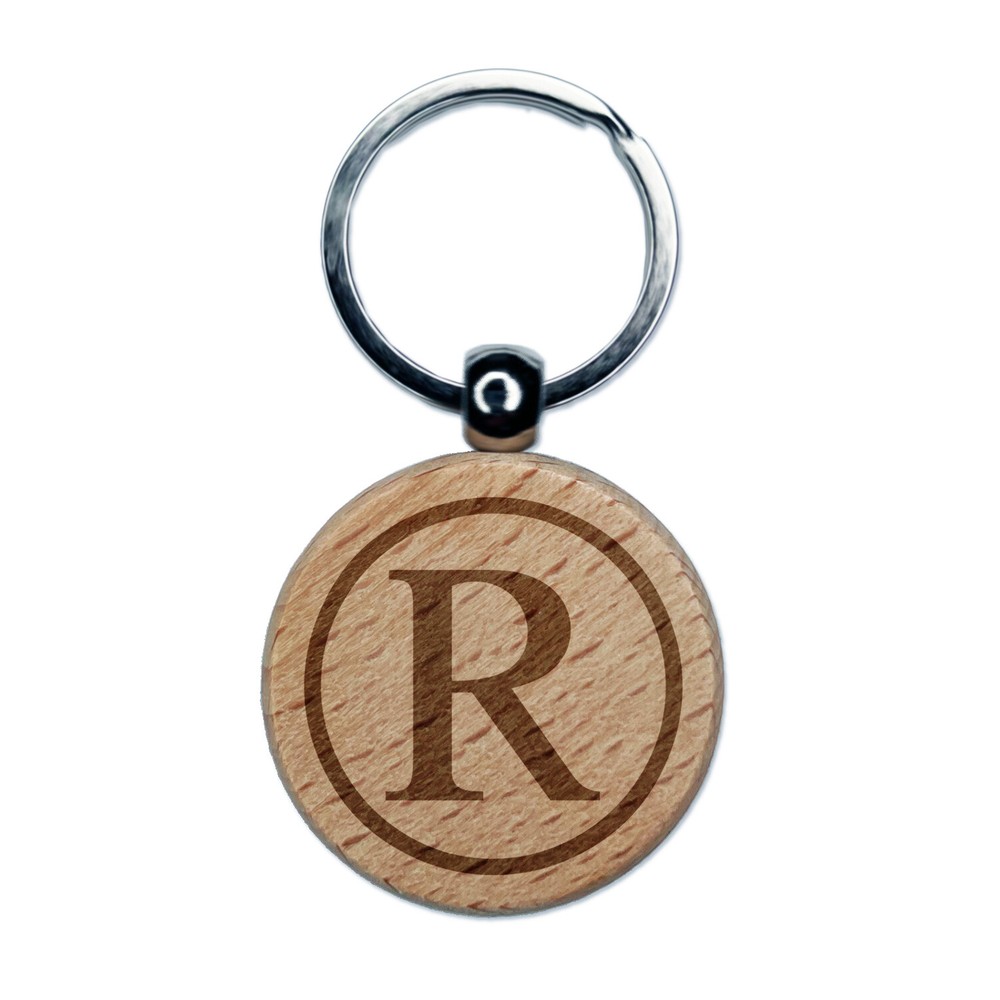 Custom Engraved Wood Keychain with Registered Trademark Symbol