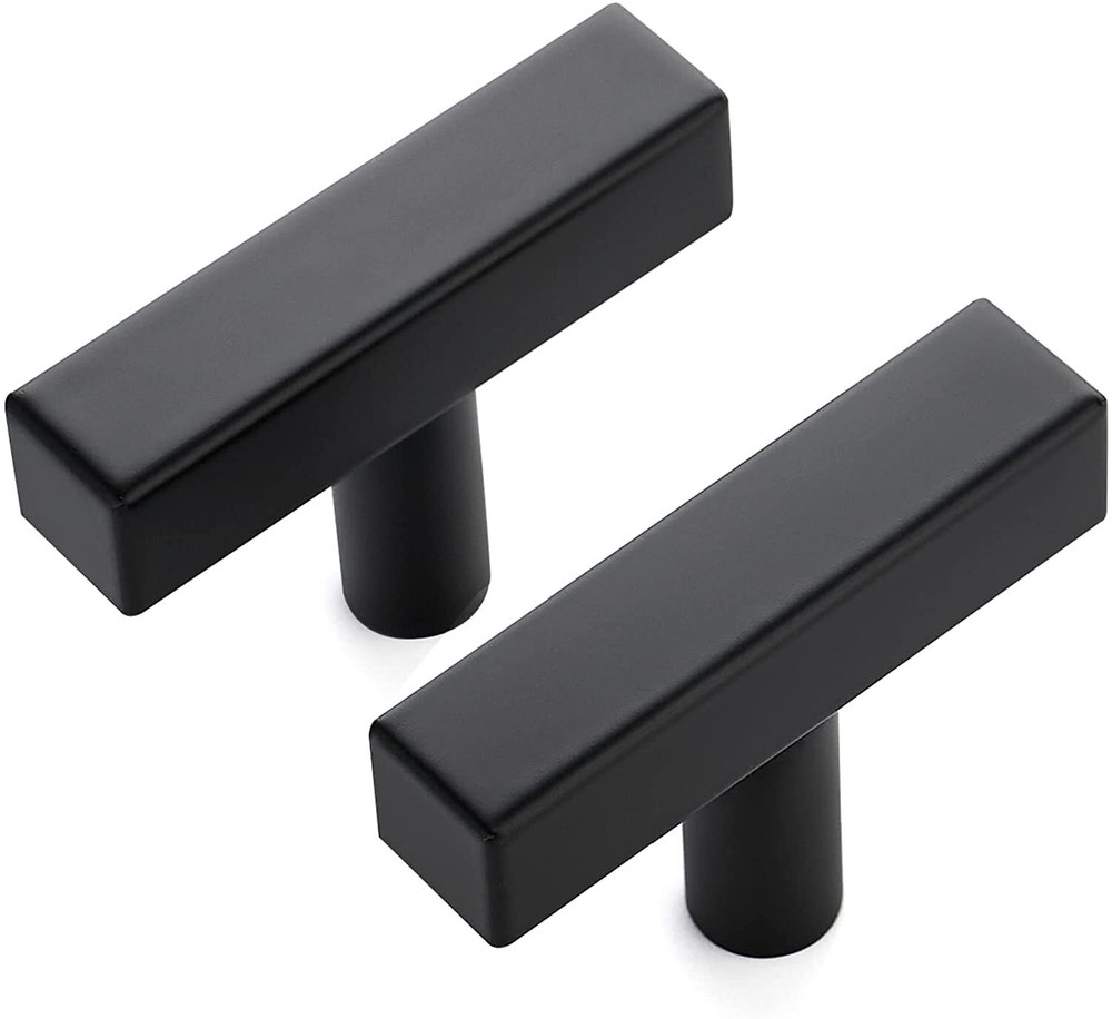 10 Pack Black Square Bar Cabinet Knobs 2 Inch Square Cabinet Pulls Matte Blac...