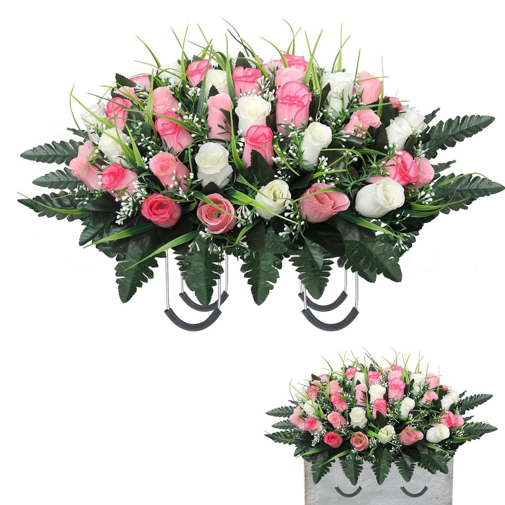 Cemetery Flowers for Grave,Headstone Flower Saddle,Flowers for Cemetery Grave...
