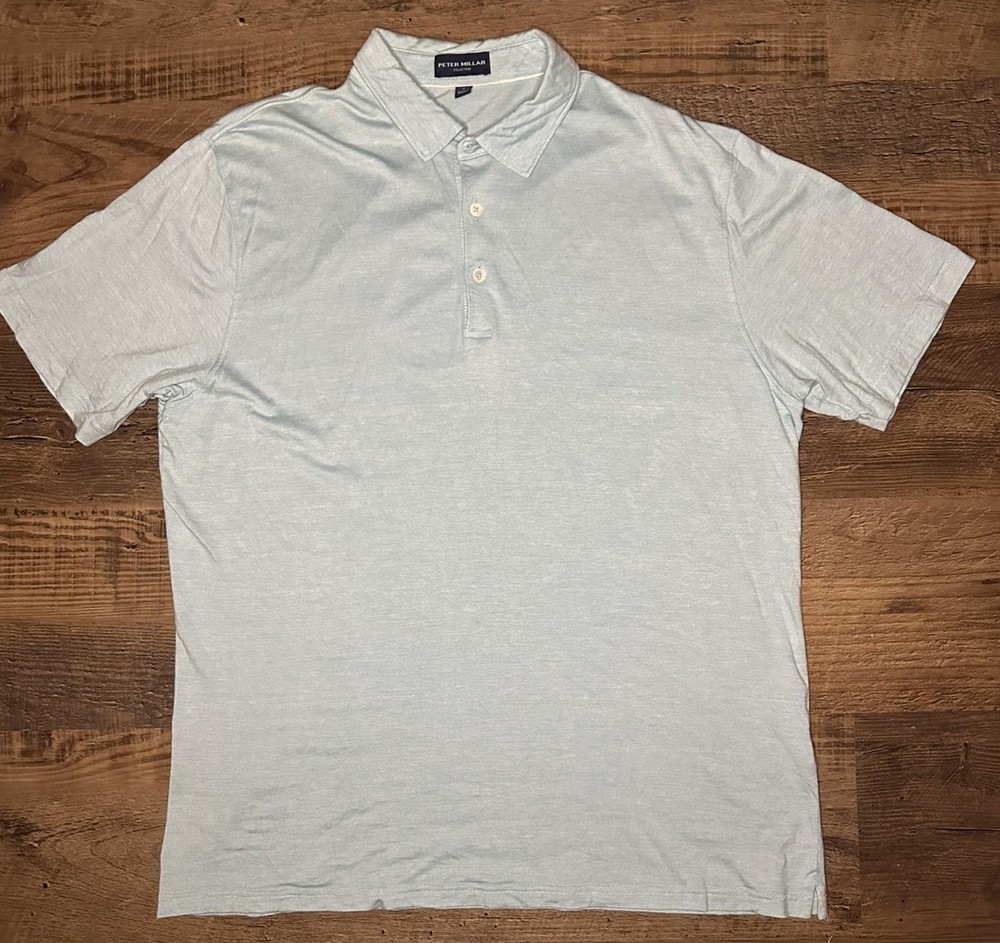 Peter Millar Polo Shirt Mens Large Blue Performance Short Sleeve Golf Large