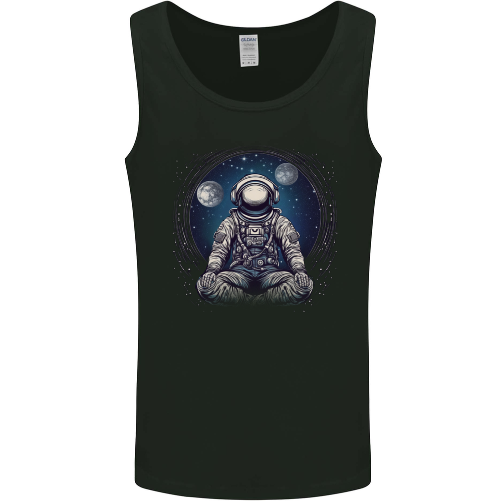 Meditating Astronaut Yoga Space Planets Mens Vest Tank Top