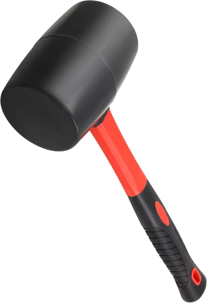 32Oz Rubber Mallet with Fiberglass Handle and Non-Slip Non-Marring Grip