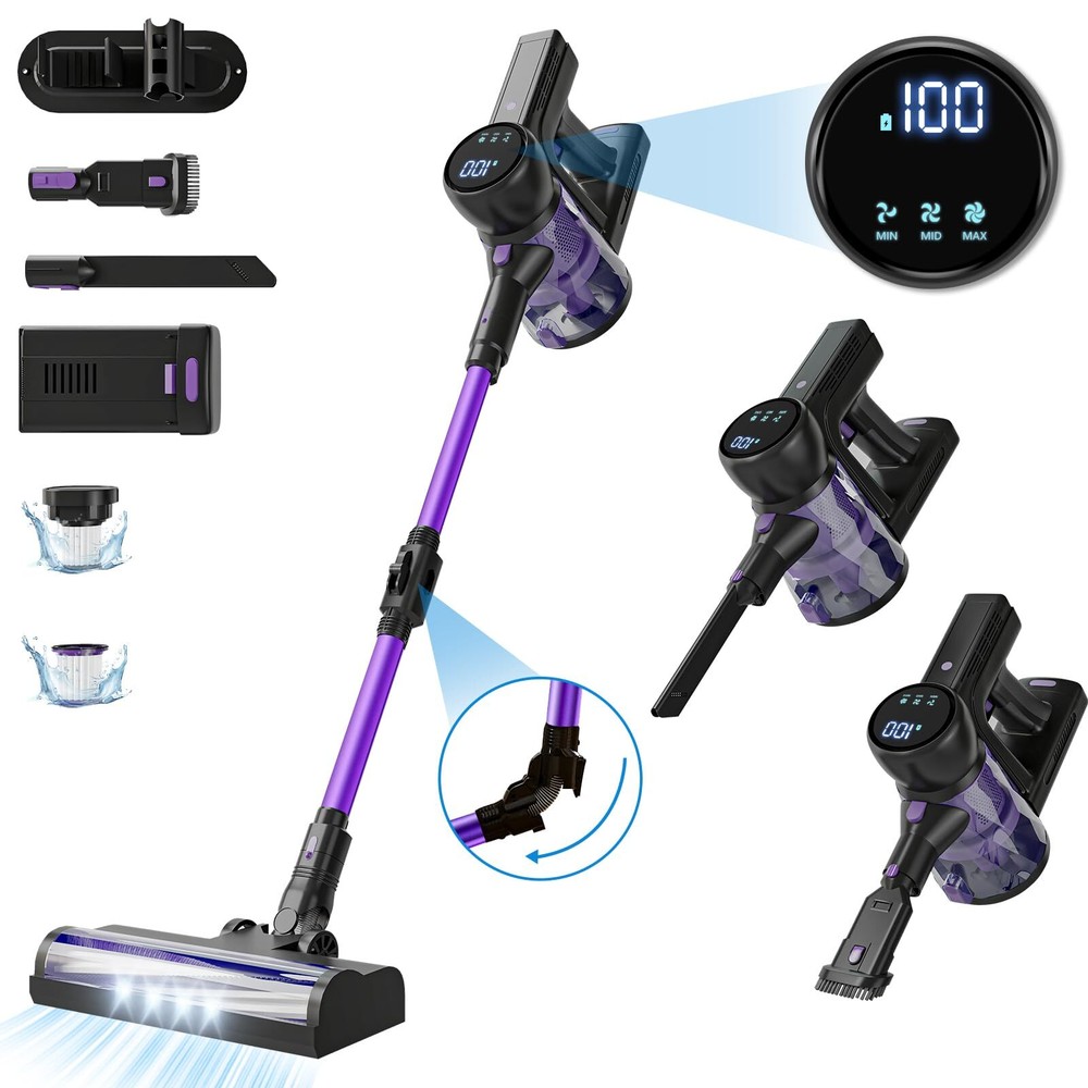Portable Cordless Vacuum Cleaner: Lightweigt Stick Vacuum with Rechargeable B...