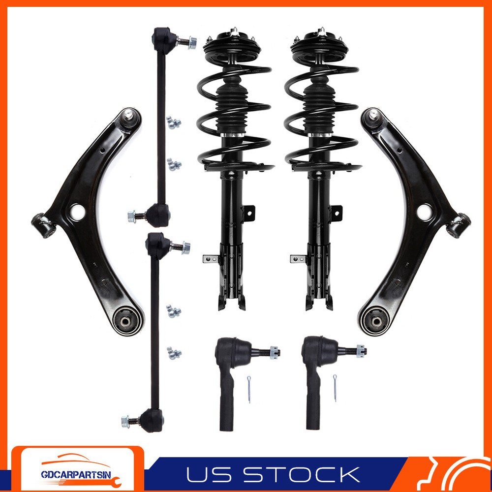 2009-2012 Dodge Caliber Front Struts Control Arms Tie Rods Kit  