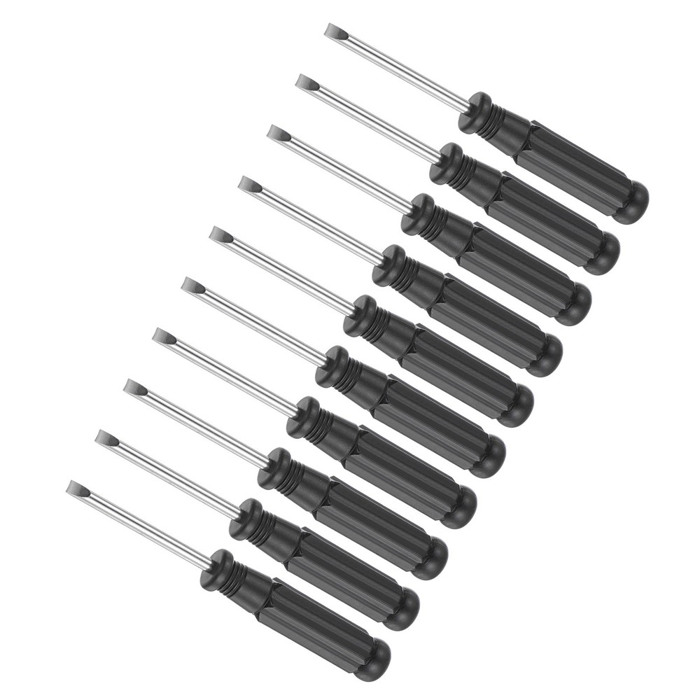 10pcs 4.0mm Slotted Screwdrivers 108mm Black Handle Flat Head