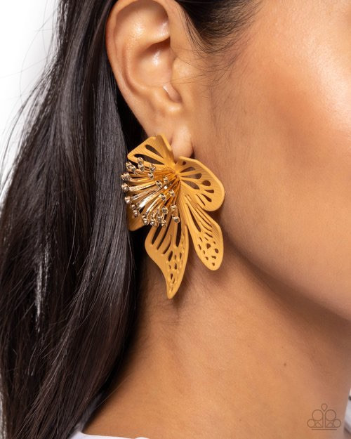 New Paparazzi Jewelry-Wonderland Wallflower Post Earring-Brown