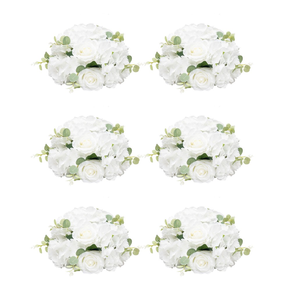 6 Pcs Fake Small Rose Balls, White Flowers for Centerpieces Tables Home Decor