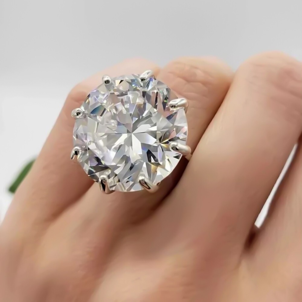 10 Ct Certified White Diamond Solitaire Ring 925 Silver New Year Gift