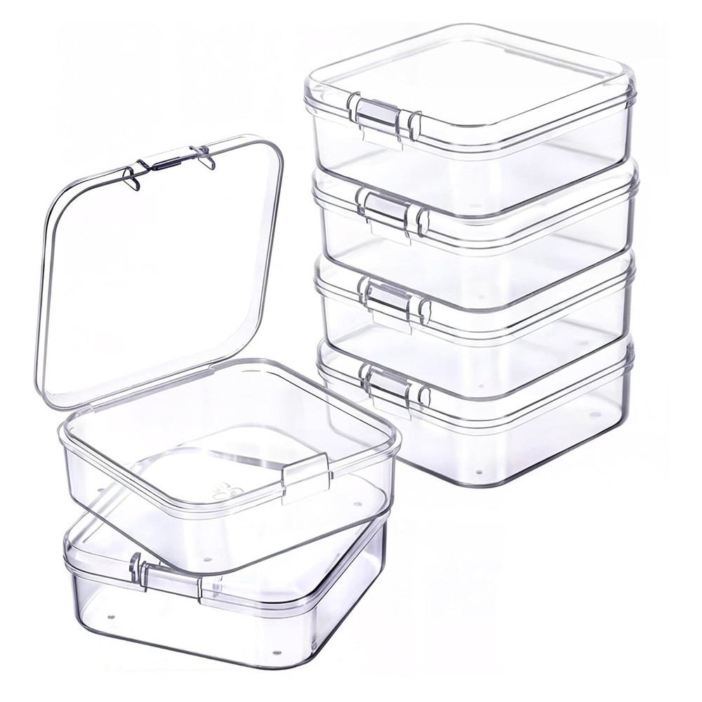 6PC Small Plastic Storage Boxes Container Square Box Coins Screws Jewelry